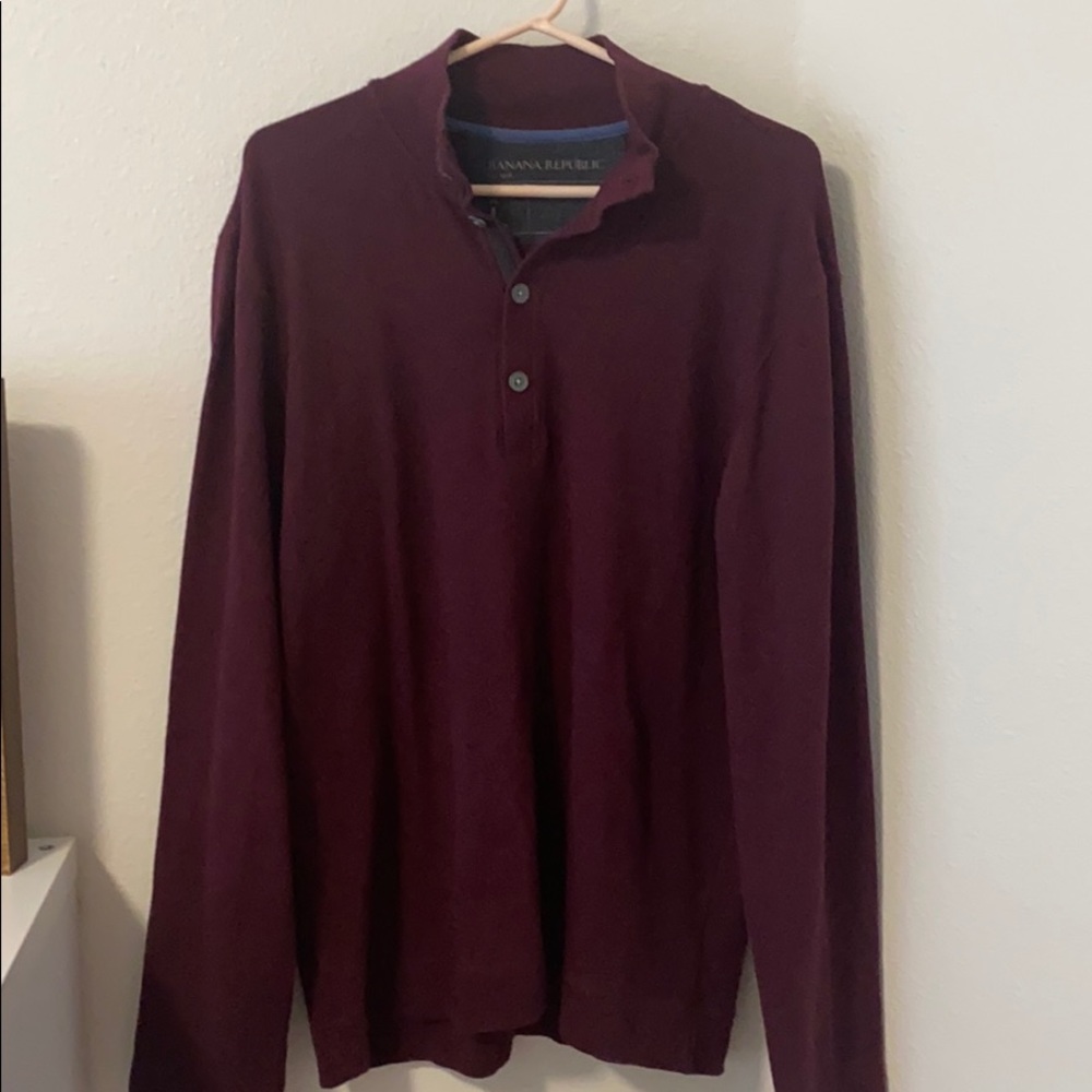 BR Button Collar Waffle Knit Sweater